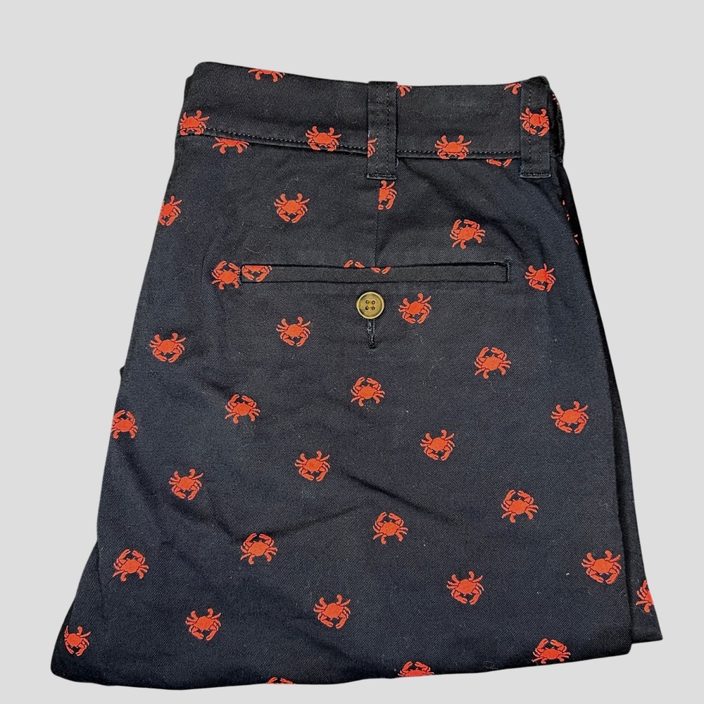 J.Crew Chino Crab Shorts 33 Men's Navy Blue‎ Red Embroidered 9" Inseam Nautical